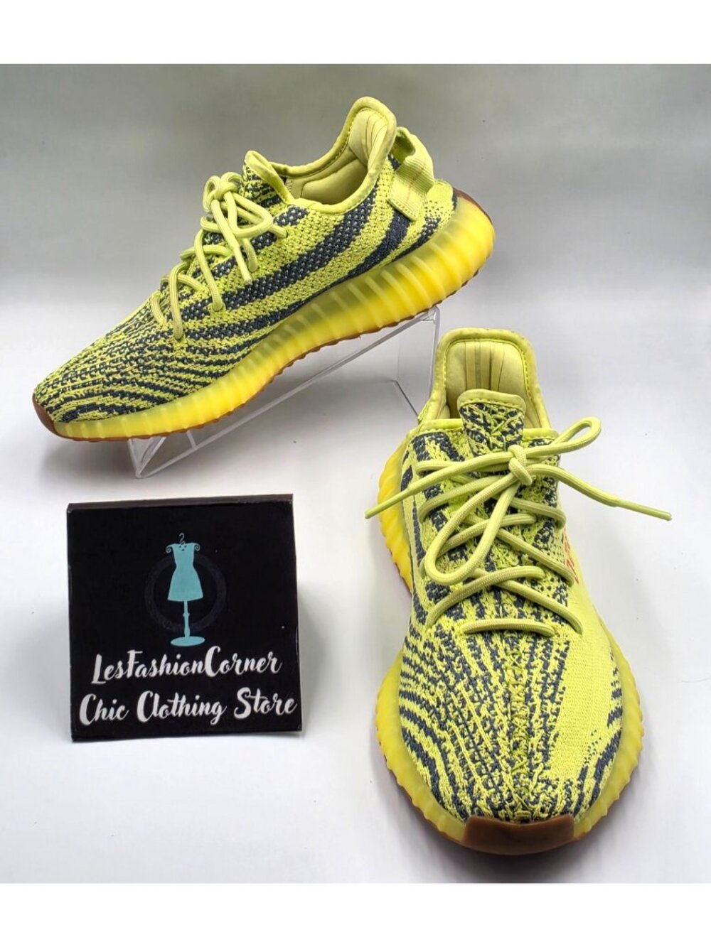 Adidas Men Yeezy Boost 350 V2 Semi Frozen Yellow Raw Steel Red Green Sz 8.5 4004